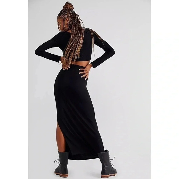 NWT Free People FP Beach Sun Shenanigans Midi Matching Skirt Set Black XS - Picture 3 of 13